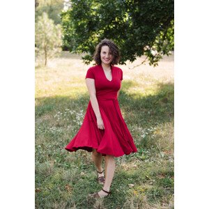 Šaty Osudová Odetta s kr. rukávem, nižší gramáž, tmavě červená Velikost: M