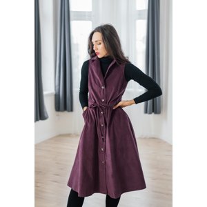 Manšestrové vestové šaty Madlen lilkově fialové Velikost: L