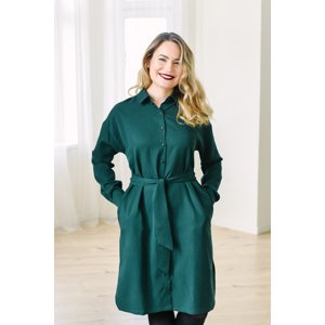 Tencelové košilové šaty Ester tmavě zelené Velikost: L