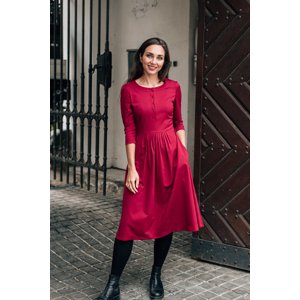 Šaty Sandra s 3/4 rukávem červené Velikost: M