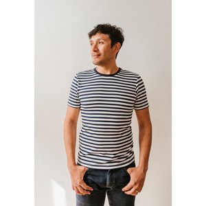 Bambusové tričko Adam černobílý pruh s krátkým rukávem Velikost: XL