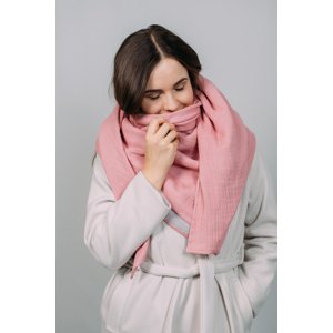 Velký mušelínový šátek růžovo-šedý oboustraný