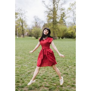 Lněné šaty Olivie červené Velikost: M