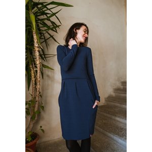 Šaty Vera s dlouhým rukávem z bavlněné teplákoviny tmavě modré Velikost: XL