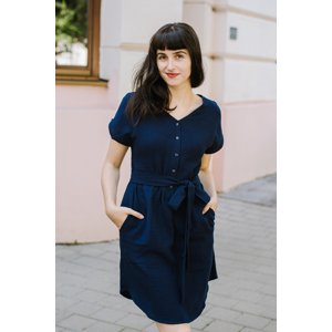 Šaty Greta z mušelínu tmavě modré Velikost: L/XL