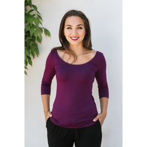Bamboo tričko Rozálie,  3/4 rukáv švestkově fialové Velikost: XS