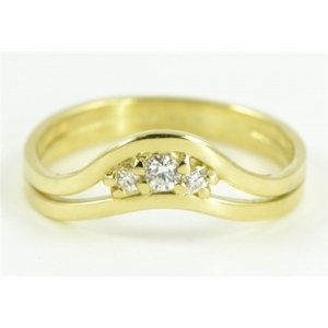 Prsten ze žlutého zlata s diamanty 1025 + DÁREK ZDARMA