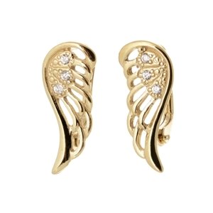 Sříbrné pozlacené naušnice andělská křídla STNAU0852F