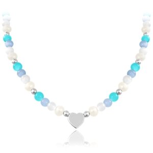 Stříbrný náhrdelník s přírodními perlami a kuličkami JMAN7006SN45 + dárek zdarma