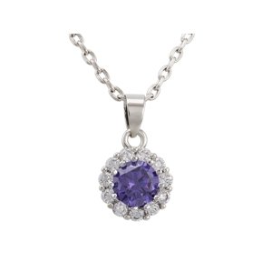 Linda's Jewelry Náhrdelník bižuterie se zirkony Fialový květ INH010