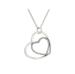 Linda's Jewelry Stříbrný náhrdelník se zirkony Srdce  INH021