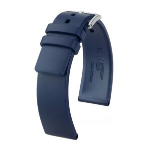 Řemínek Hirsch Pure - modrý - 20 mm - L – Standardní délka (doporučujeme) - 18 mm - Stříbrná
