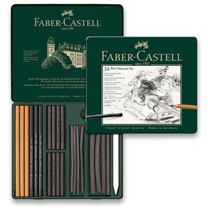 Sada uměleckých uhlů Faber-Castell Pitt Monochrome Charcoal v plechové krabičce - 24 ks 0042/1129780