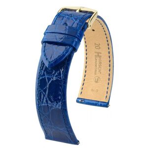 Řemínek Hirsch Genuine Croco - královská modrá, lesk - 22 mm  L – Standardní délka (doporučujeme)  20 mm  Zlatá