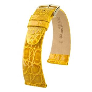 Řemínek Hirsch Prestige Crocodile - žlutý - 12 mm - M – Střední délka - 10 mm - Zlatá