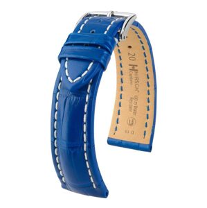 Řemínek Hirsch Capitano - královská modrá - 20 mm - L – Standardní délka (doporučujeme) - 18 mm - Stříbrná